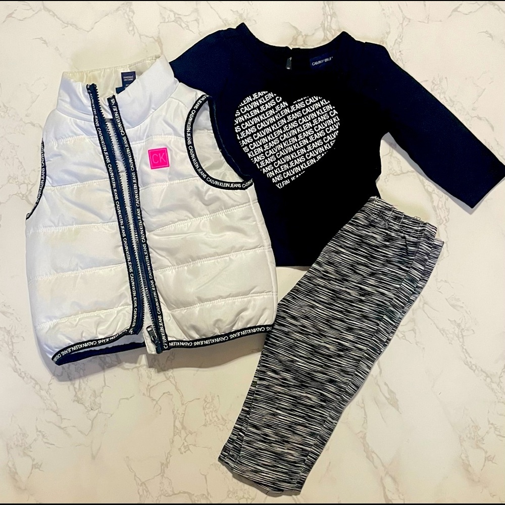 Three piece Leggings set with puffer vest